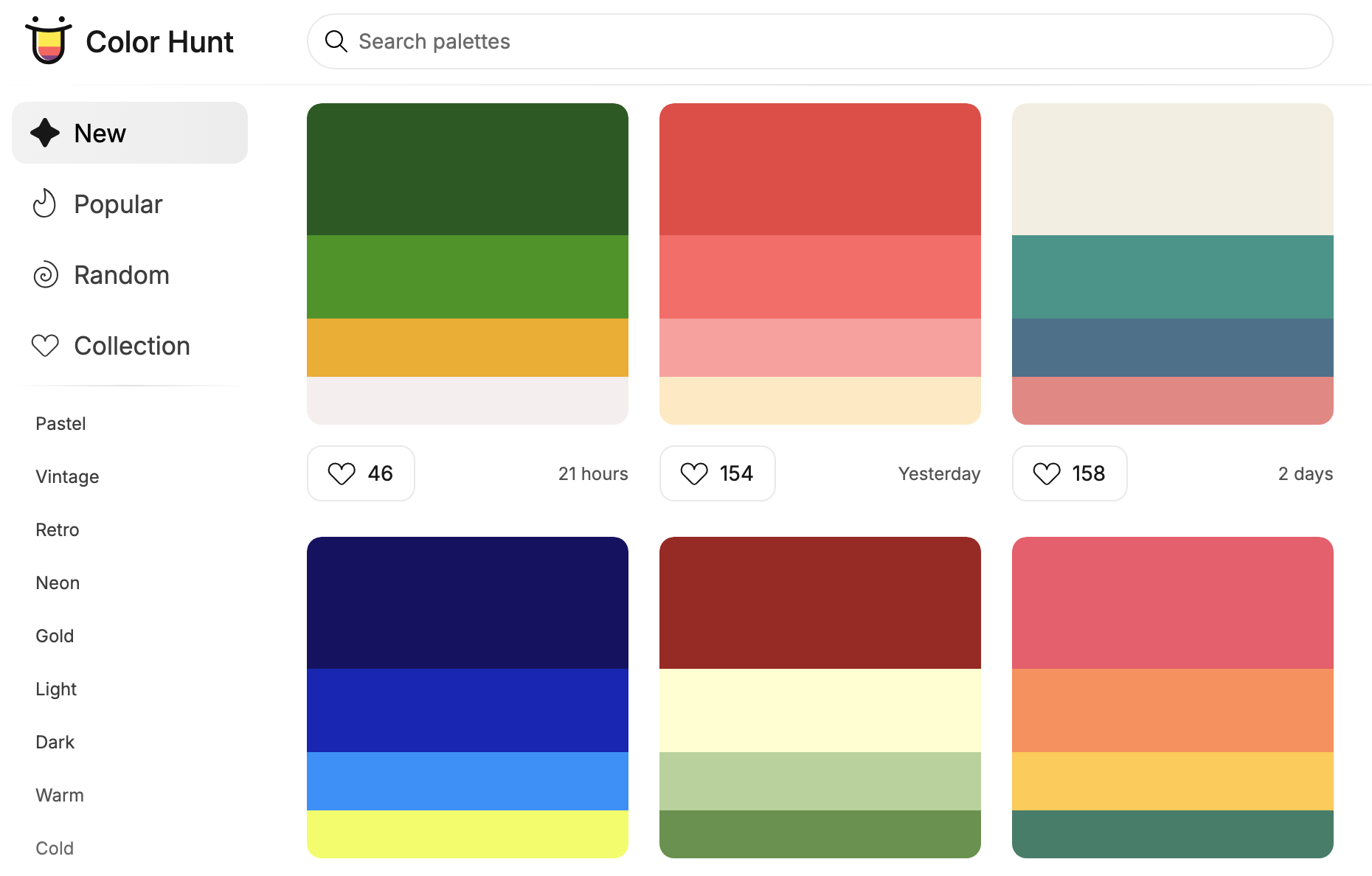 Color Hunt Website Screenshot